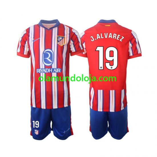 Camisola Atlético Madrid J.Alvarez 19 Criança Equipamento Primeiro 2024-2025 Manga Curta
